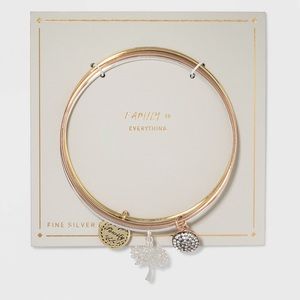 Silver plated Tri color bangle bracelet